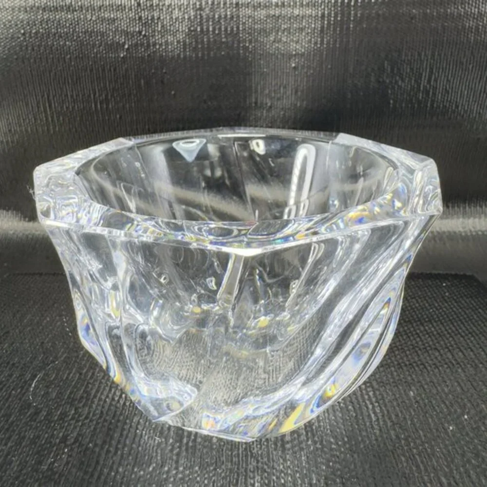 Orrefors Sweden Clear Heavy Glass Crystal Thick Bowl Dish Container Signed Glass
